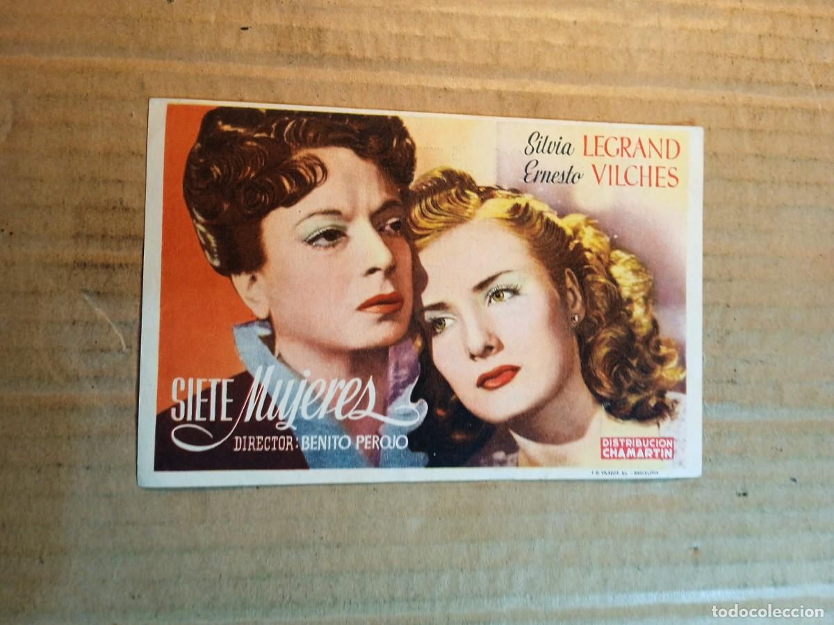  Foglietti di film di film antichi di cinema: FOLLETO DE MANO CON PUBLICIDAD SIETE MUJERES