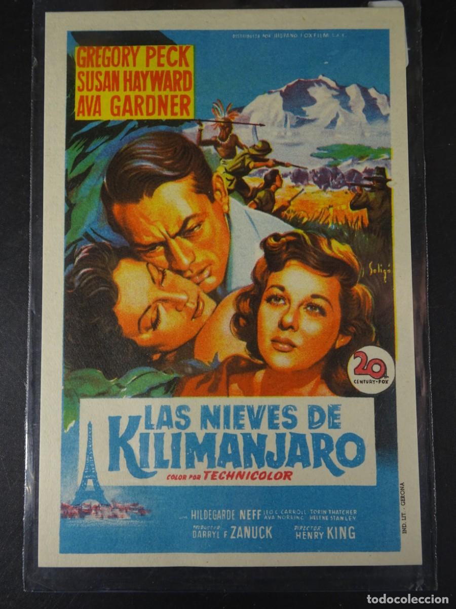  Foglietti di film di film antichi di cinema: ANTIGUO PROGRAMA DE MANO, LAS NIEVES DEL KILIMANJARO, VER FOTOS