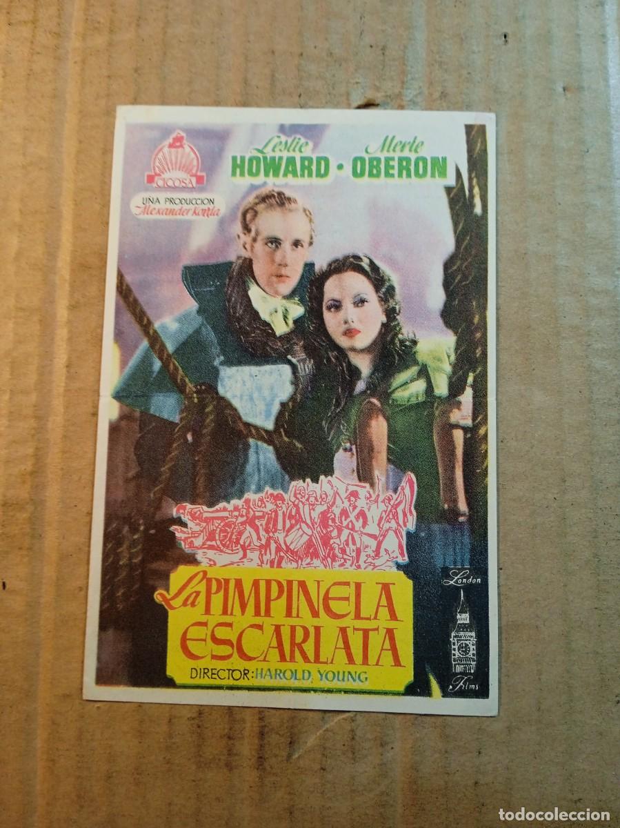 Folhetos de m&atilde;o de filmes antigos de cinema: FOLLETO DE MANO CON PUBLICIDAD LA PIMPINELA ESCARLATA