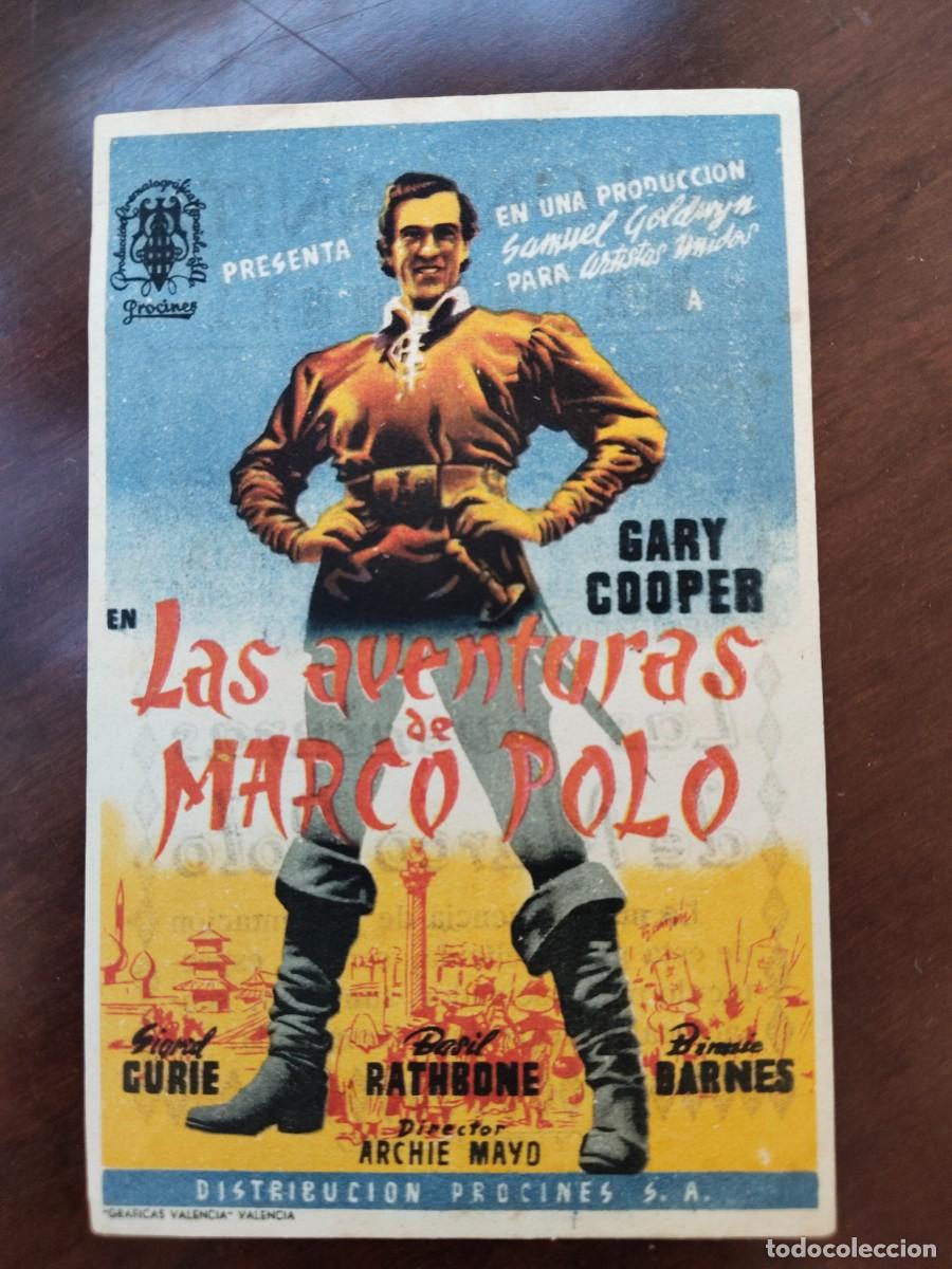 Folhetos de m&atilde;o de filmes antigos de cinema: Las Aventuras de Marco Polo. Sal&oacute;n Anita, Jerez de los Caballeros.