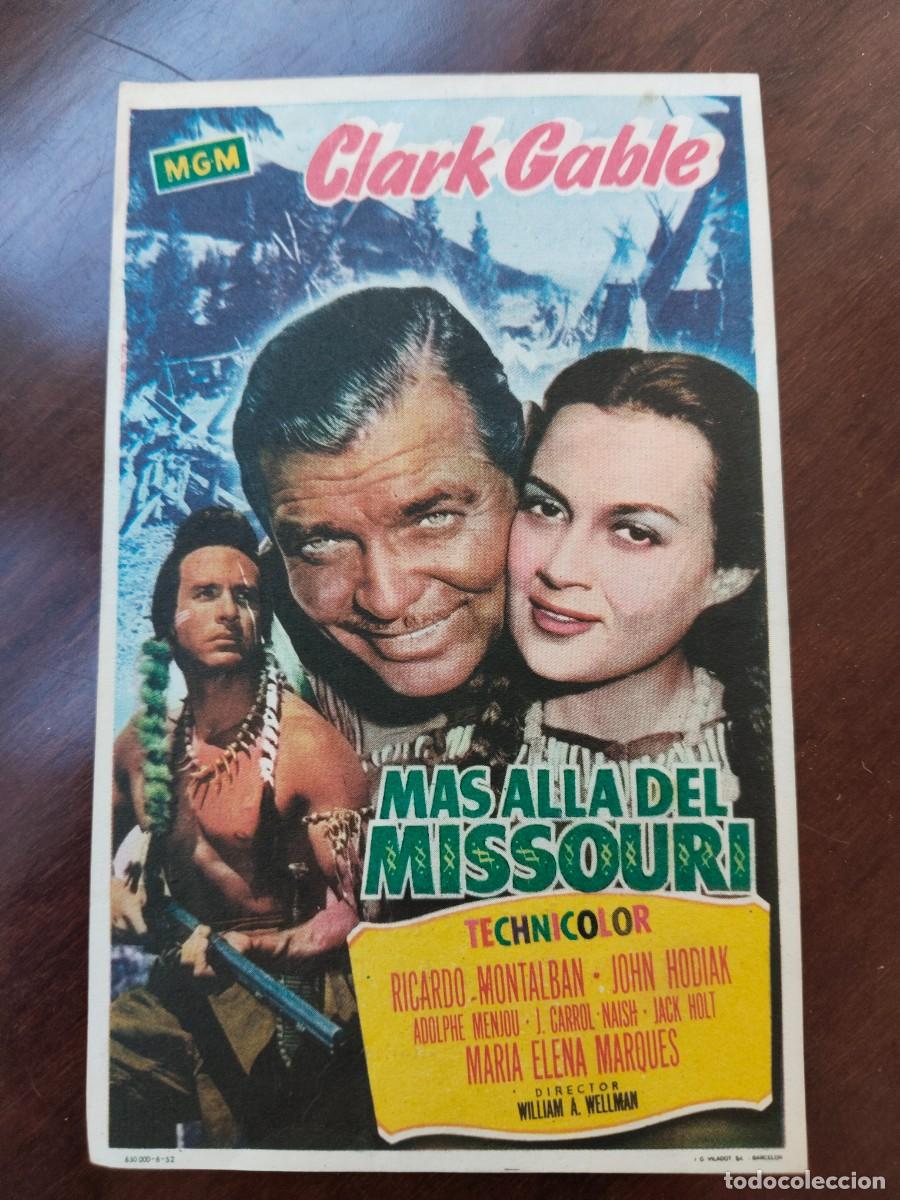 Folhetos de m&atilde;o de filmes antigos de cinema: M&aacute;s All&aacute; del Missouri. Clark Gable. Sal&oacute;n Anita, Jerez de los Caballeros.