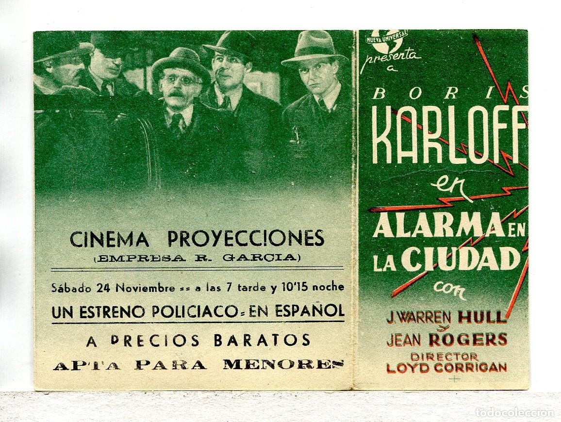 Kino: ALARMA EN LA CIUDAD, con Boris Karloff. 8,5 X 9,5 cms.