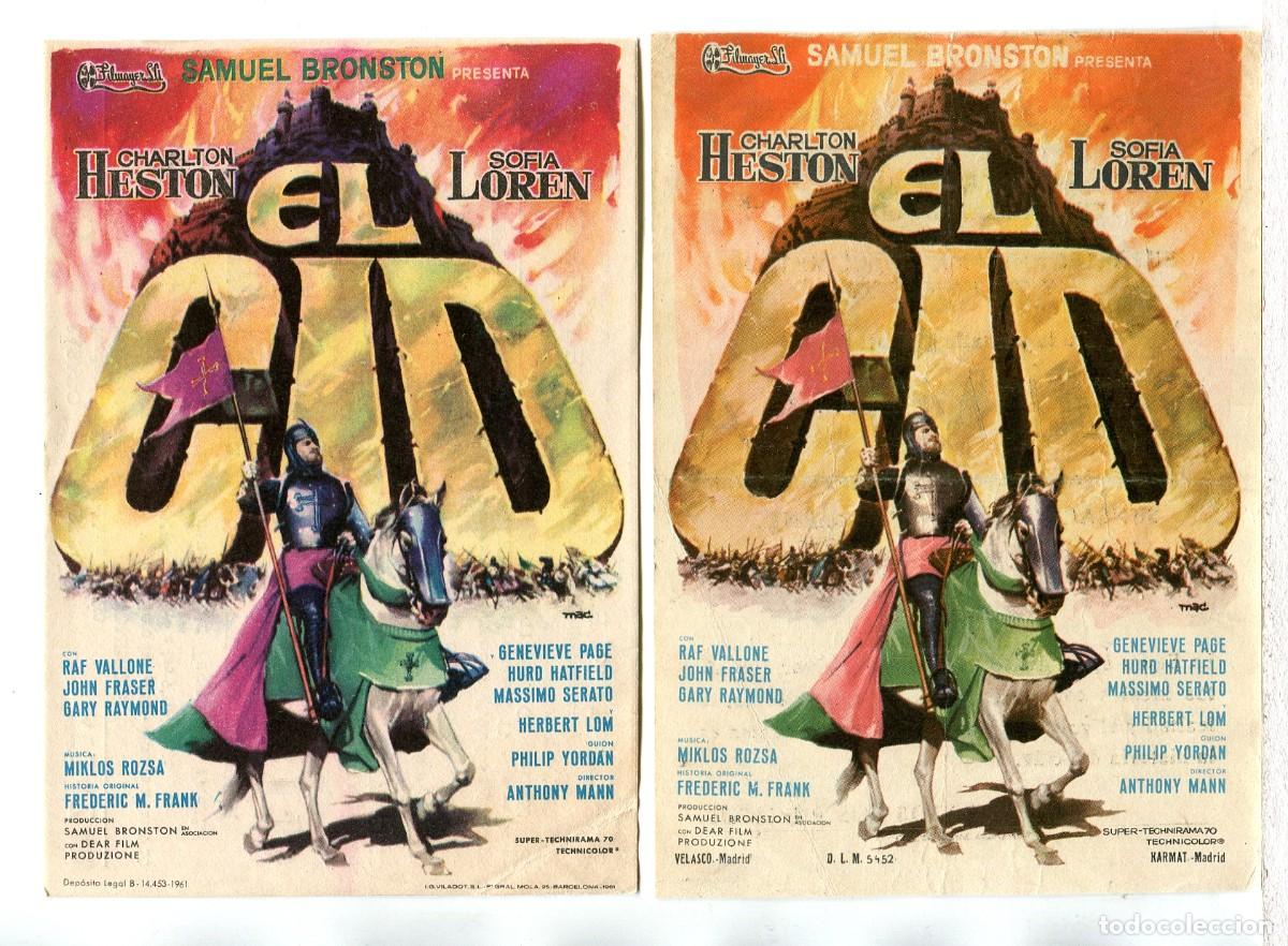  Foglietti di film di film antichi di cinema: EL CID. con Charlton Heston.