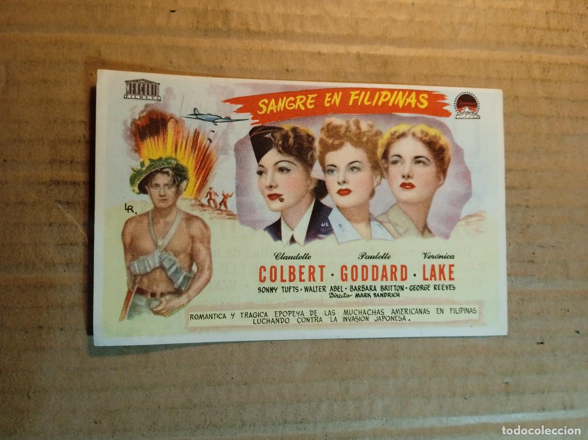 Folhetos de m&atilde;o de filmes antigos de cinema: FOLLETO DE MANO CON PUBLICIDAD SANGRE EN FILIPINAS
