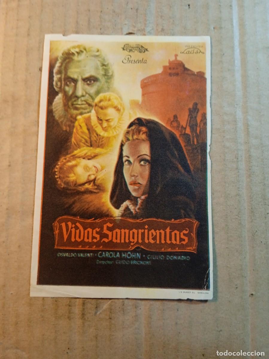  Flyers Publicitaires de films Anciens: FOLLETO DE MANO CON PUBLICIDAD VIDAS SANGRIENTAS