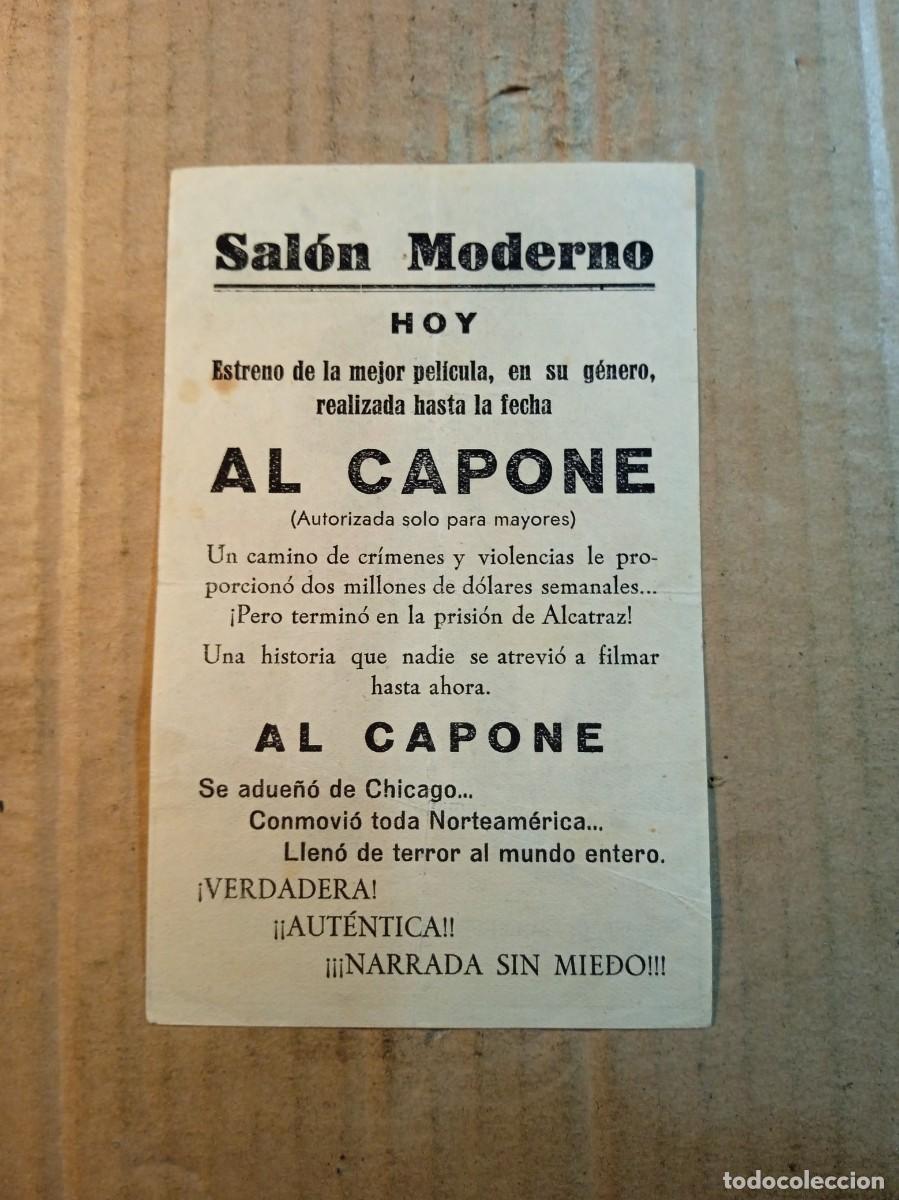 Cine: FOLLETO DE MANO CON PUBLICIDAD AL CAPONE - Foto 2