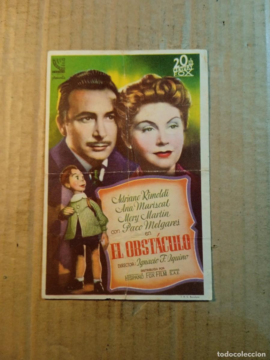  Flyers Publicitaires de films Anciens: FOLLETO DE MANO CON PUBLICIDAD EL OBST&Aacute;CULO