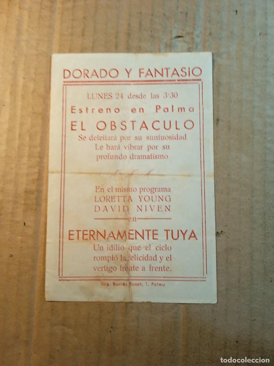 Cine: FOLLETO DE MANO CON PUBLICIDAD EL OBST&Aacute;CULO - Foto 2