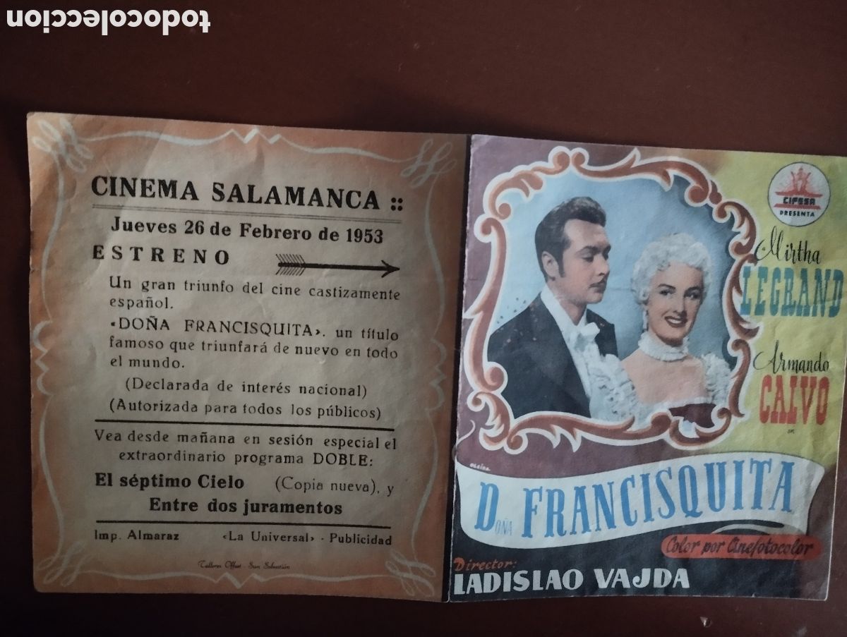 Cine: Folleto Programa de cine DOBLE - D. FRANCISQUITA