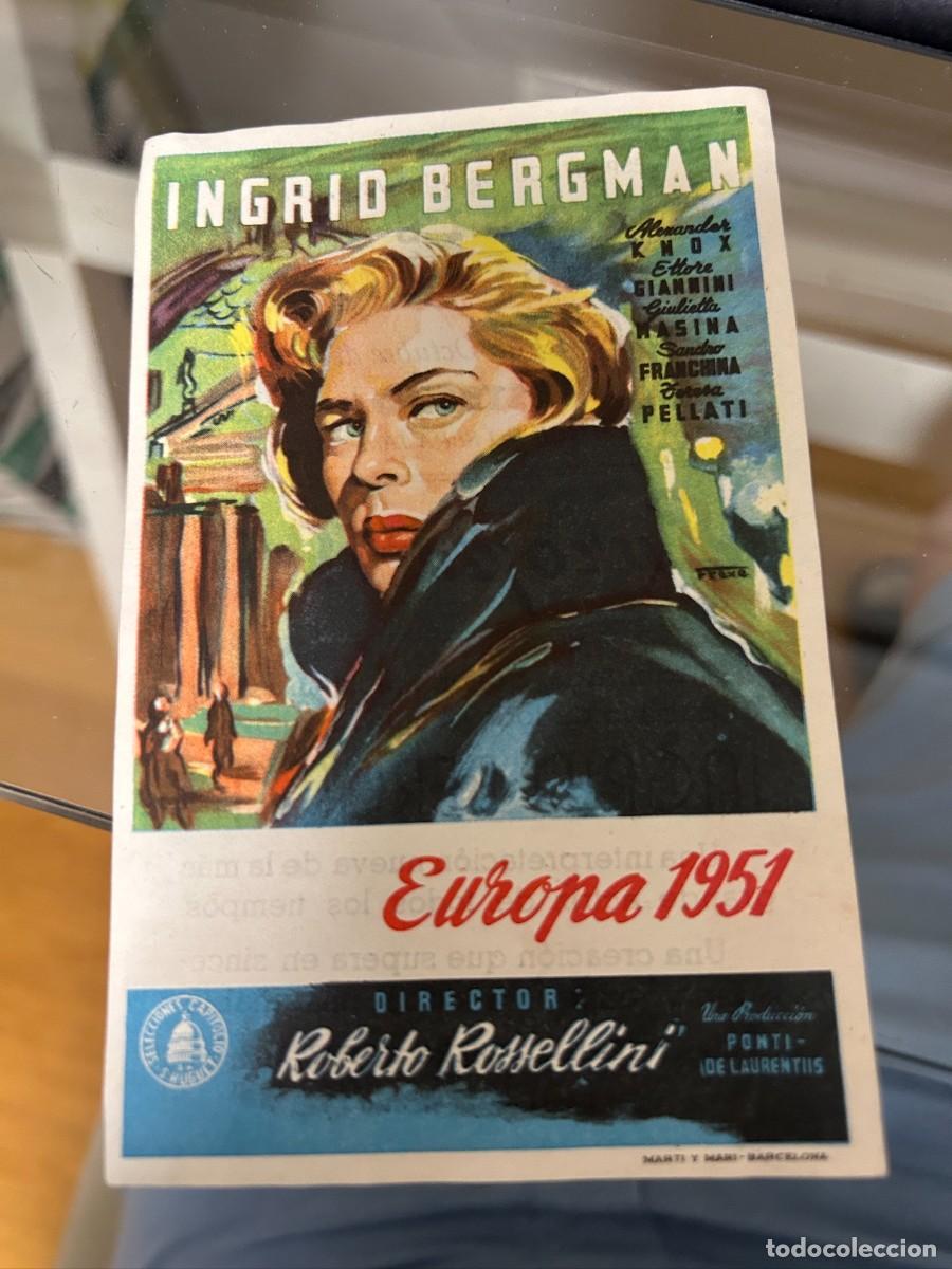 Cine: &ordm;665 EUROPA 1951 INGRID BERGMAN COLISEO EQUITATIVA ZARAGOZA CON PUBLICIDAD BUEN ESTADO