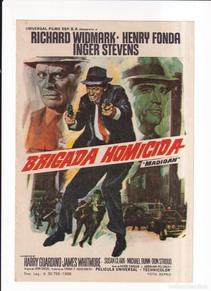 Cine: BRIGADA HOMICIDA : RICHARD WIDMARK .- SIN PUBLICIDAD