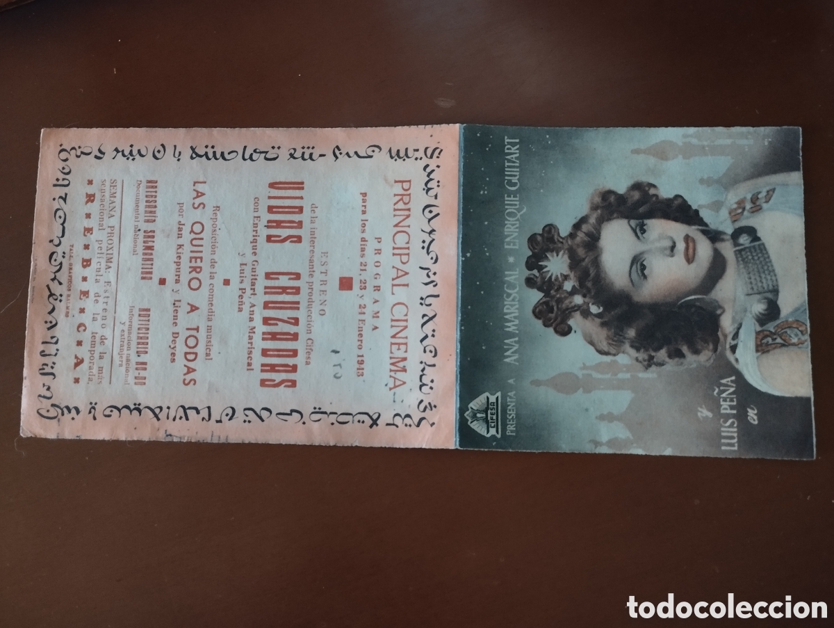 Cine: Folleto Programa de cine DOBLE - VIDAS CRUZADAS