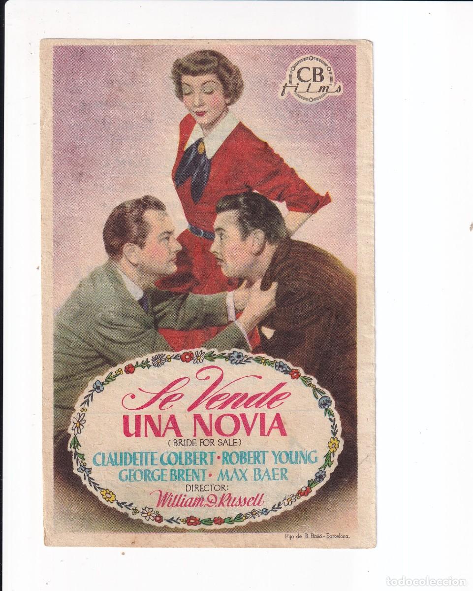 Cine: SE VENDE UNA NOVIA : CLAUDETTE COLBERT .- CON PUBLICIDAD