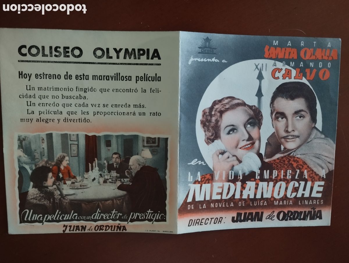 Cine: Folleto Programa de cine DOBLE - LA VIDA EMPIEZA A MEDIANOCHE - Foto 1