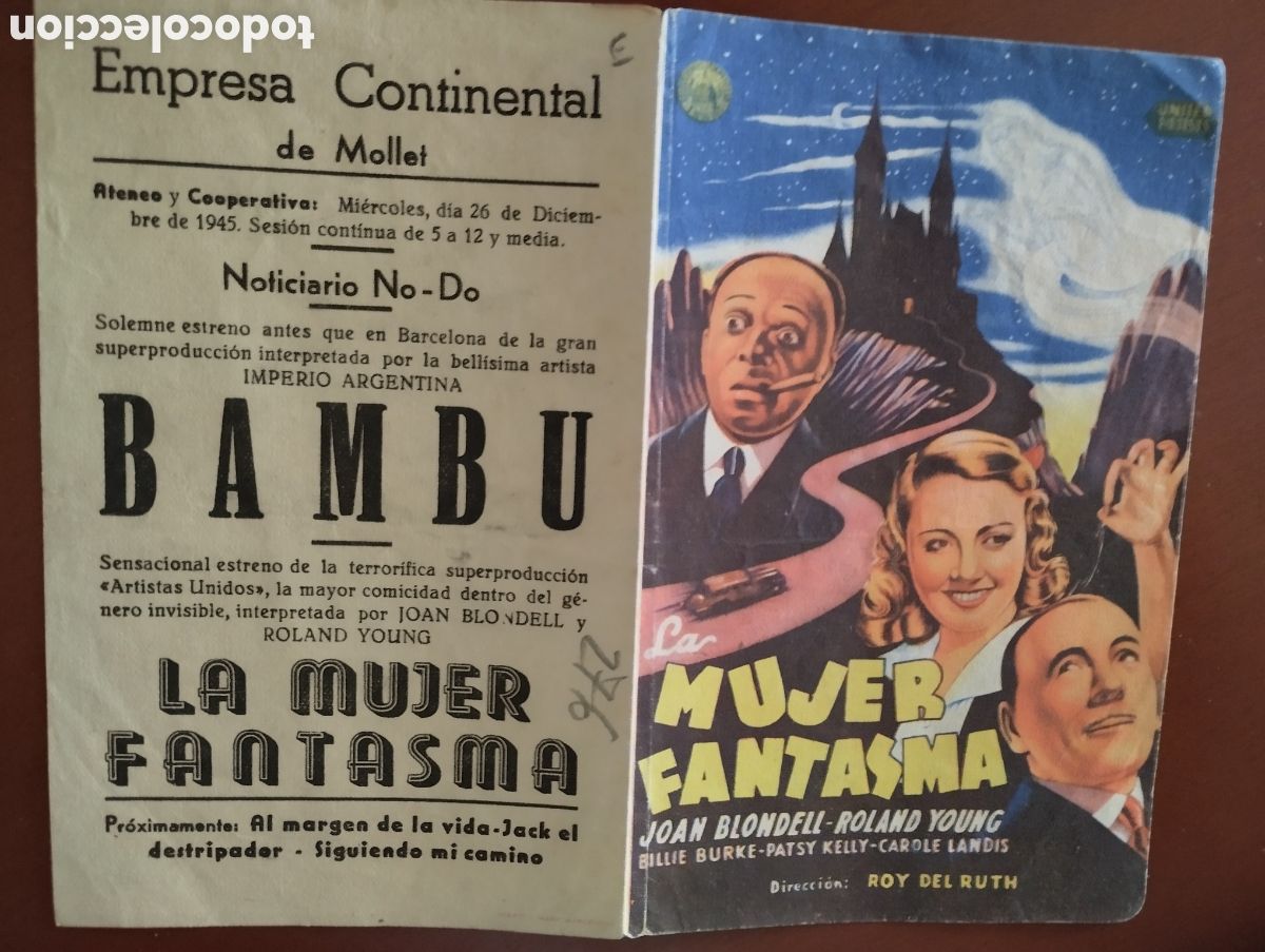 Cine: Folleto Programa de cine DOBLE - LA MUJER FANTASMA