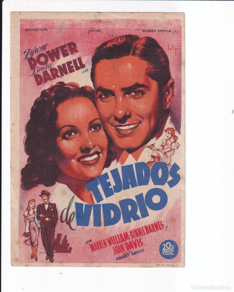 Cine: TEJADOS DE VIDRIO : TYRONE POWER .- CON PUBLICIDAD