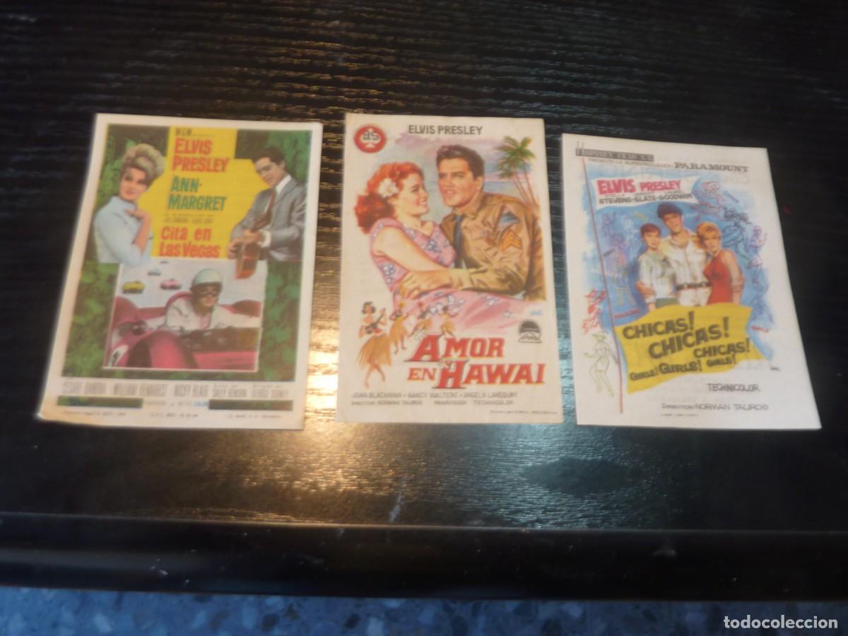 Cine: 3 Folletos de cine diferentes de ELVIS PRESLEY con publicidad