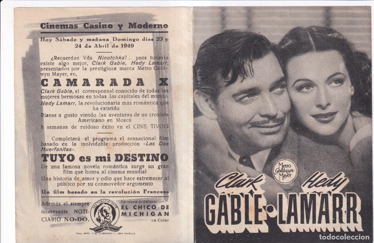 Cine: CAMARADA X : CLARK GABLE, HEDY LAMARR .- CON PUBLICIDAD