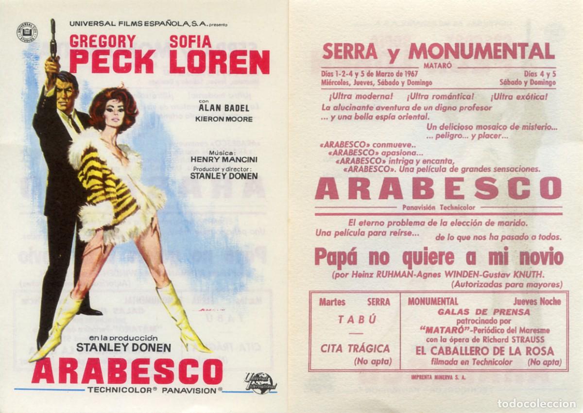 Cine: FOLLETO DE MANO ORIGINAL ARABESCO CINES SERRA Y MONUMENTAL 1967 M&Aacute;TARO BARCELONA CATALU&Ntilde;A