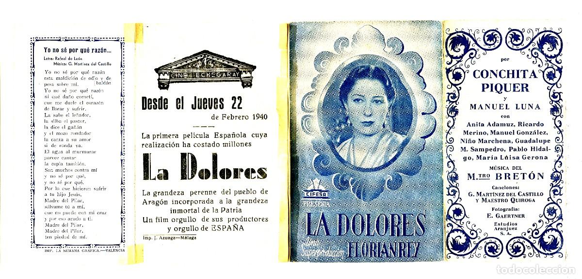Kino: LA DOLORES, con Conchita Piquer.