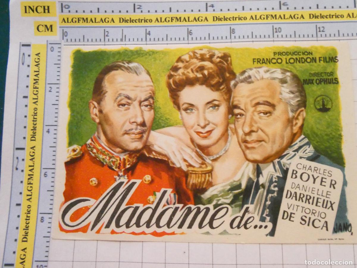 Cine: PROGRAMA DE MANO. CINE. PEL&Iacute;CULA. MADAME DE.... 474