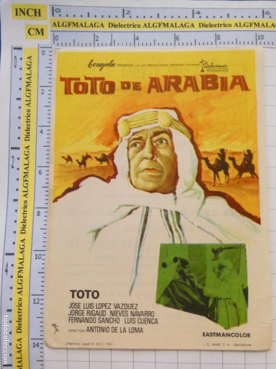 Cine: PROGRAMA DE MANO. CINE. PEL&Iacute;CULA. TOTO DE ARABIA CINE TIVOLI AND&Uacute;JAR JAEN. 477