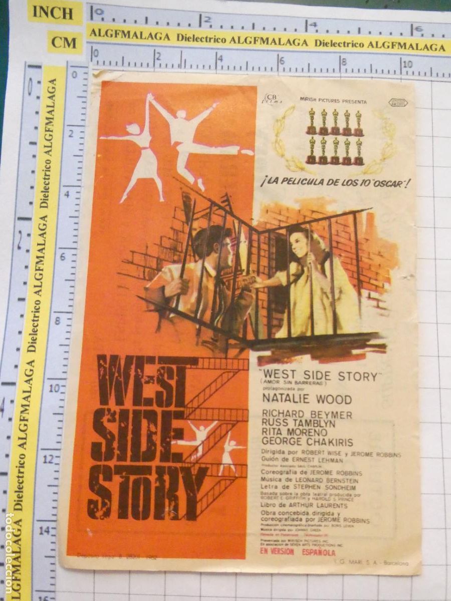 Cine: PROGRAMA DE MANO. CINE. PEL&Iacute;CULA. WEST SIDE STORY AMOR SIN BARRERAS. TIVOLI AND&Uacute;JAR. 480