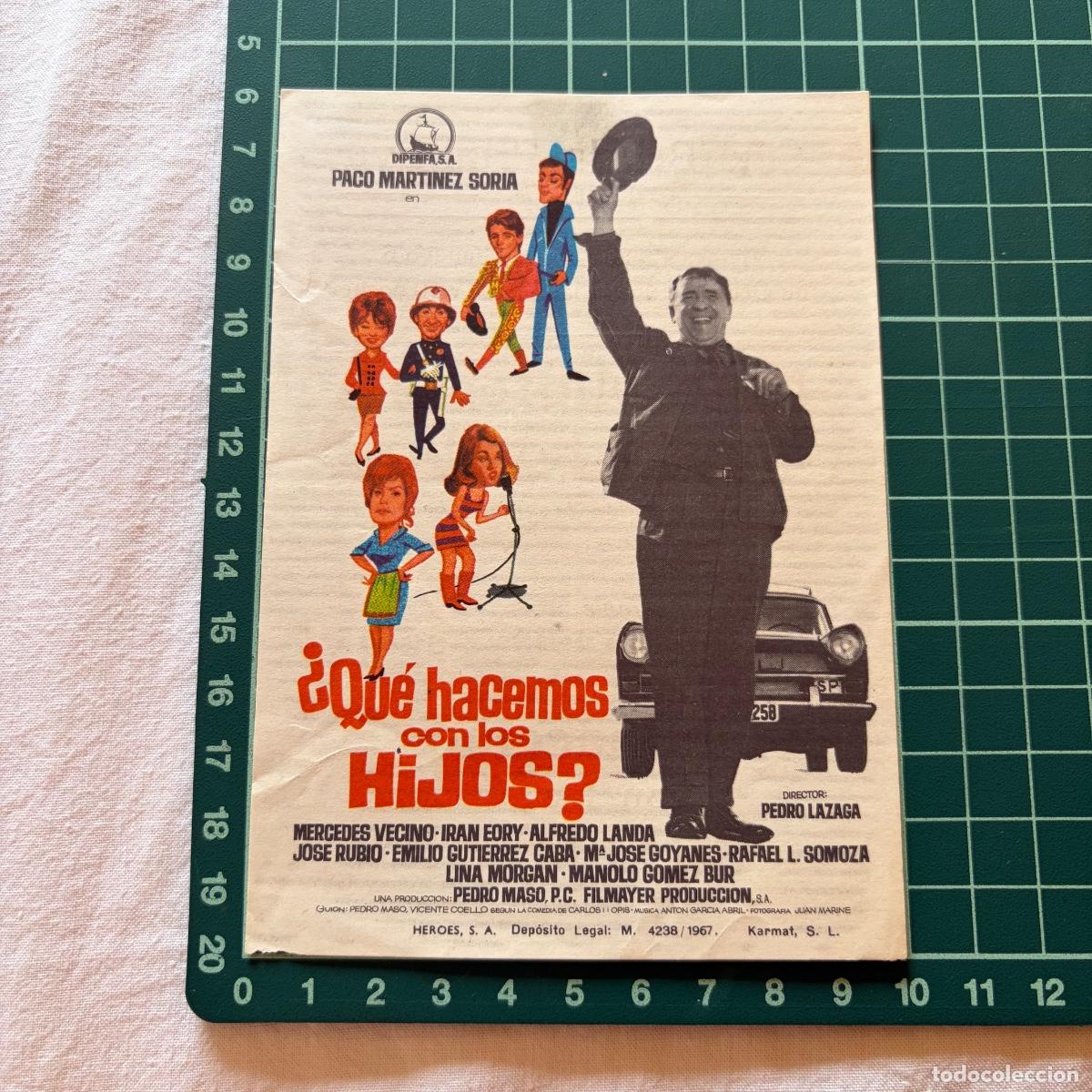 Cine: Programa de cine folleto de mano pelicula Que hacemos con los hijos 1968 banda primitiva liria