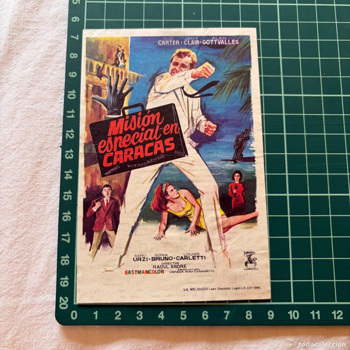 Cine: Programa de cine folleto de mano pelicula Mision especial en Caracas 1967 banda primitiva liria