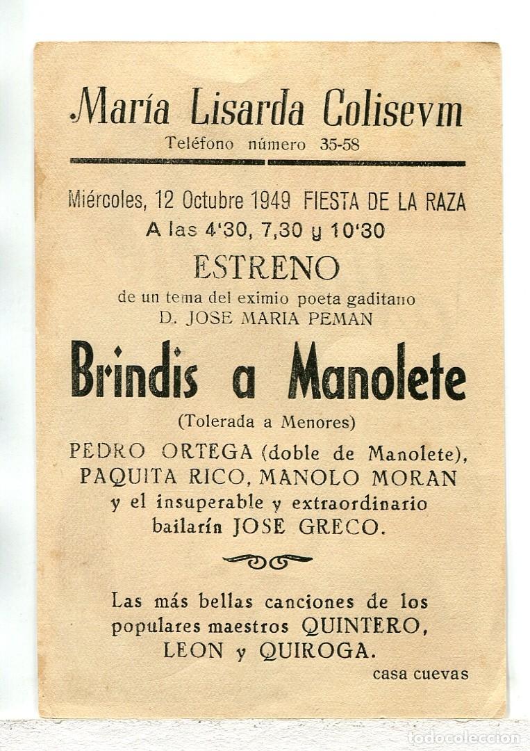 Cine: BRINDIS A MANOLETE, con Manolo Mor&aacute;n. - Foto 2