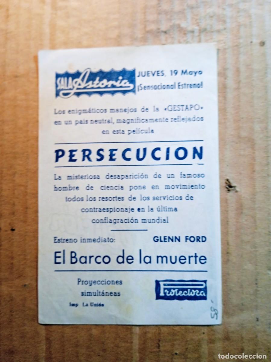 Cine: FOLLETO DE MANO CON PUBLICIDAD PERSECUCI&Oacute;N - Foto 2