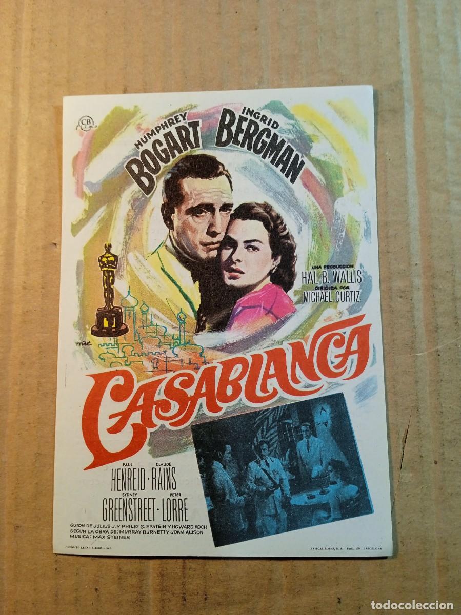 Cine: FOLLETO DE MANO CON PUBLICIDAD CASABLANCA