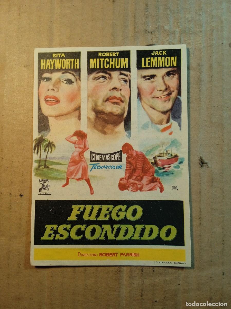 Cine: FOLLETO DE MANO CON PUBLICIDAD FUEGO ESCONDIDO