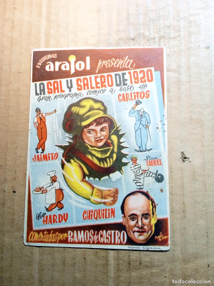 Cine: FOLLETO DE MANO CON PUBLICIDAD LA SAL Y EL SALERO DE 1920