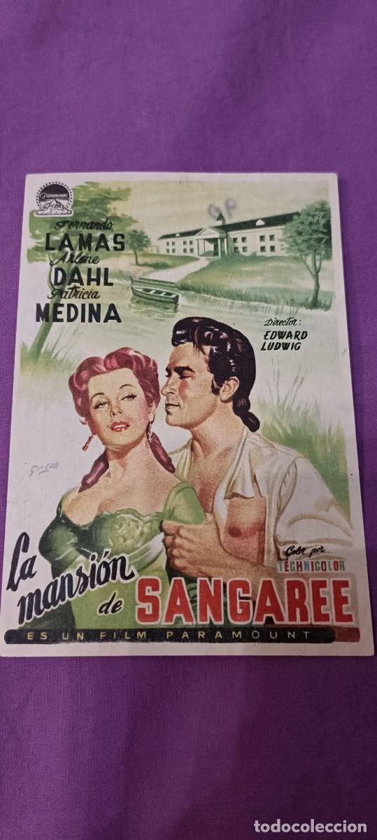 Folhetos de m&atilde;o de filmes antigos de cinema: La mansi&oacute;n de Sangaree.Folleto de mano