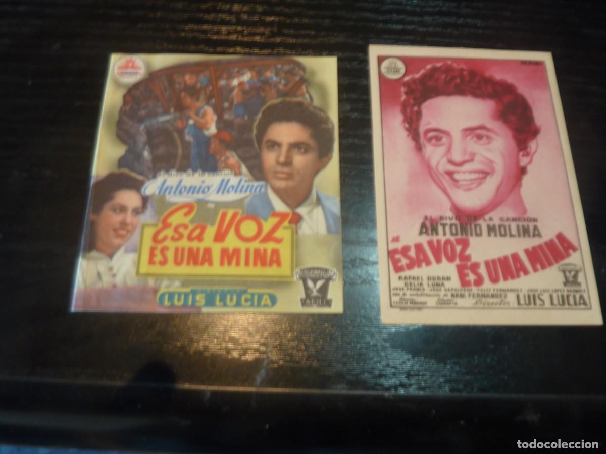 Kino: 2 Folletos de cine DIFERENTES DE ESTA VOZ ES UNA MINA con publicidad