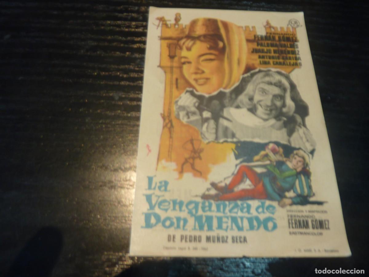 Cine: Folleto de cine LA VENGANZA DE DON MENDO con publicidad