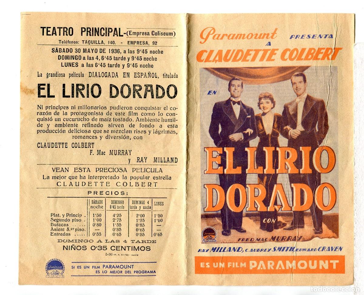 Kino: EL LIRIO DORADO, con Claudette Colbert.