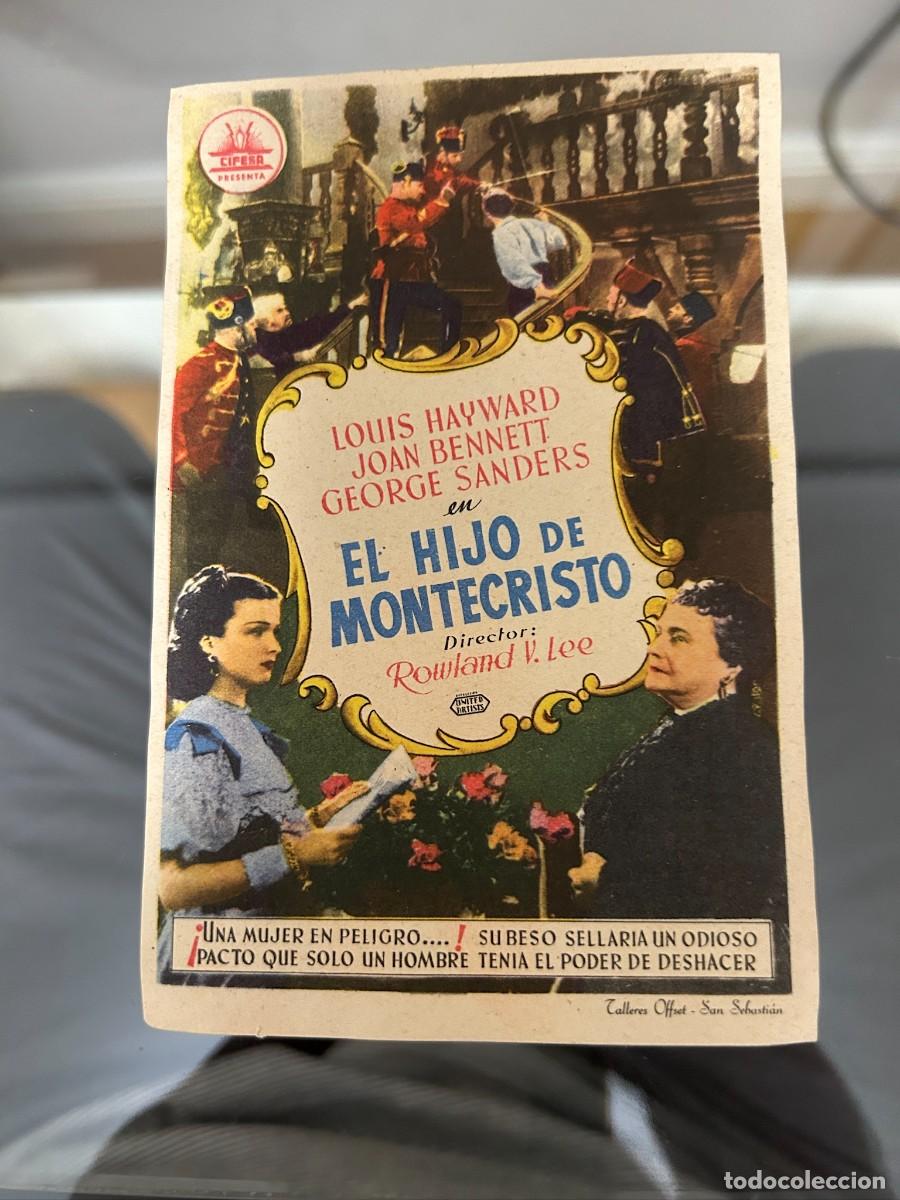  Flyers Publicitaires de films Anciens: &ordm;819 EL HIJODE MONTECRISTO SIN PUBLICIDAD BUEN ESTADO