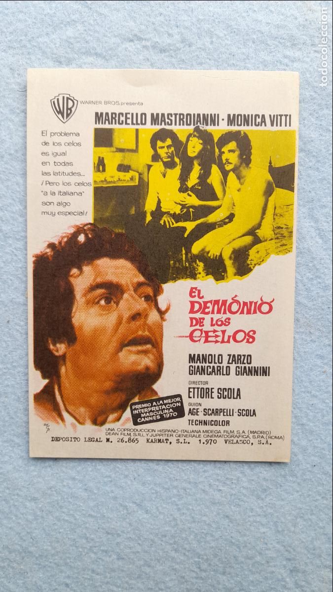 Kino: El Demonio de los Celos. A&ntilde;o 1970. Marcelo Mastroianni, Monica Vitti, Manolo Zarzo.