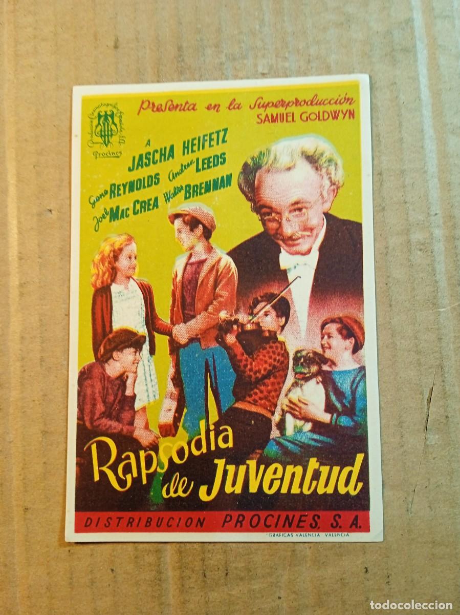 Folhetos de m&atilde;o de filmes antigos de cinema: FOLLETO DE MANO CON PUBLICIDAD RAPSODIA DE JUVENTUD
