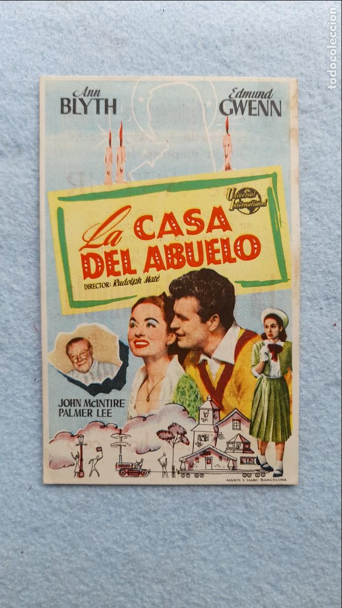 Folhetos de m&atilde;o de filmes antigos de cinema: La Casa del Abuelo. Ann Blyth. Edmund Gwenn.