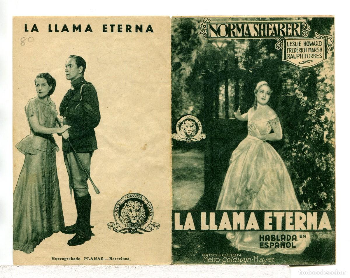  Foglietti di film di film antichi di cinema: LA LLAMA ETERNA, con Norma Shearer.