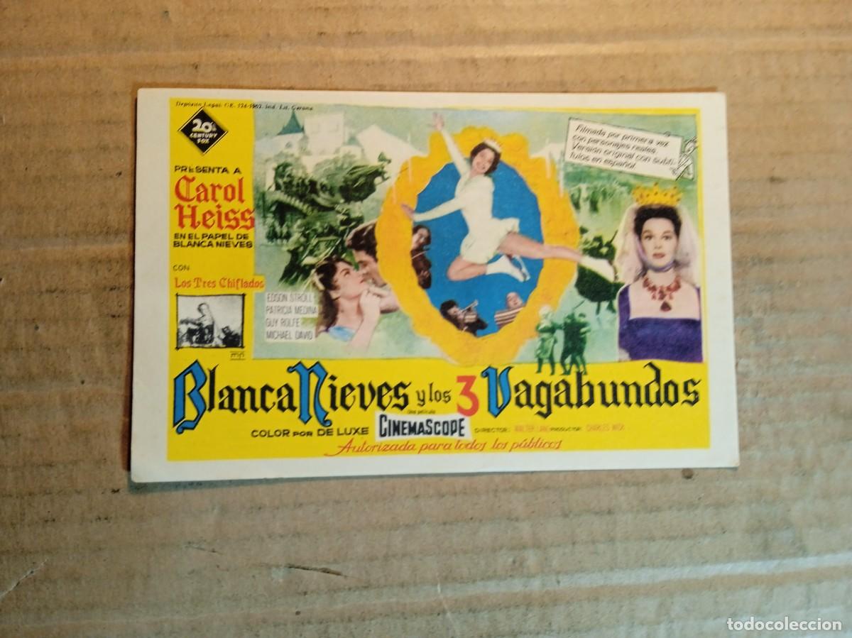 Kino: FOLLETO DE MANO CON PUBLICIDAD BLANCA NIEVES Y LOS 3 VAGABUNDOS