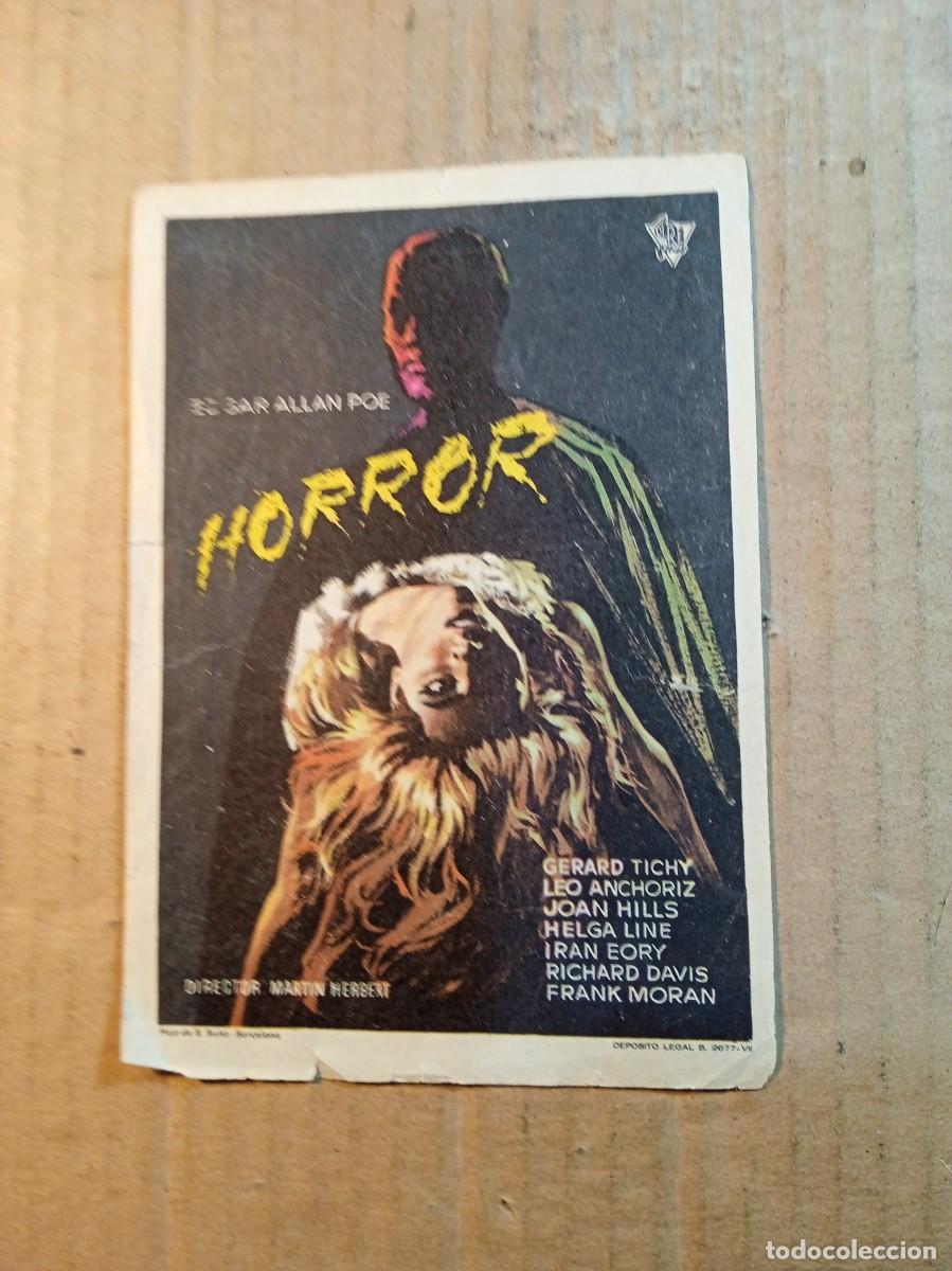 Folhetos de m&atilde;o de filmes antigos de cinema: FOLLETO DE MANO CON PUBLICIDAD HORROR
