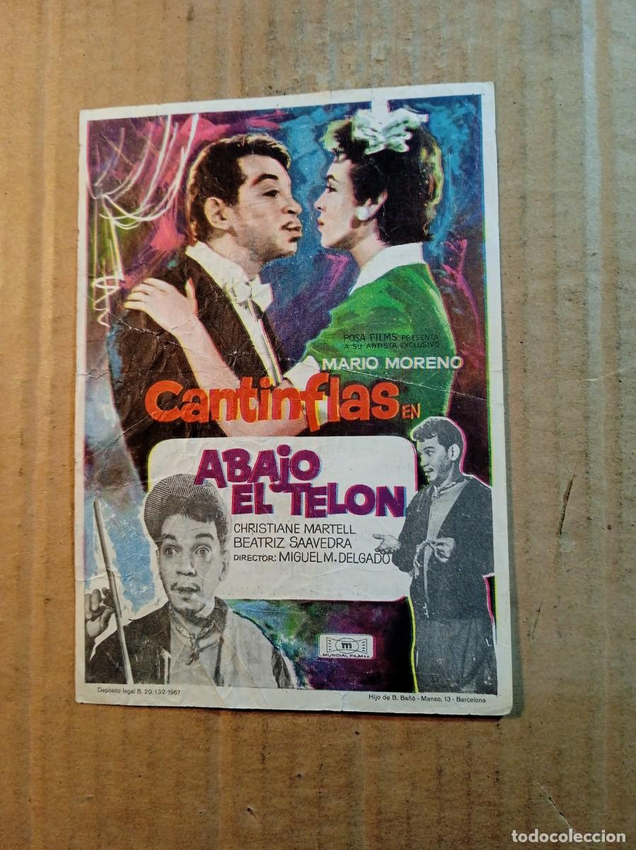 Kino: FOLLETO DE MANO CON PUBLICIDAD CANTINFLAS ABAJO EL TELON