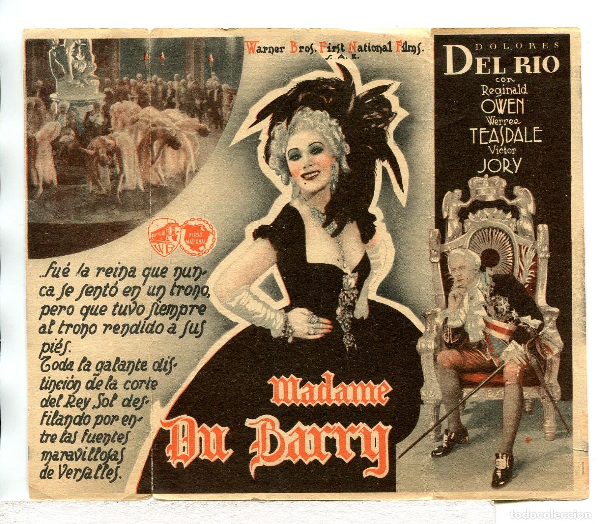  Foglietti di film di film antichi di cinema: MADAME DU BARRY, con Dolores del R&iacute;o.