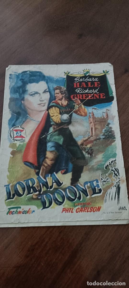 Folhetos de m&atilde;o de filmes antigos de cinema: Lorna Doone.Folleto de mano