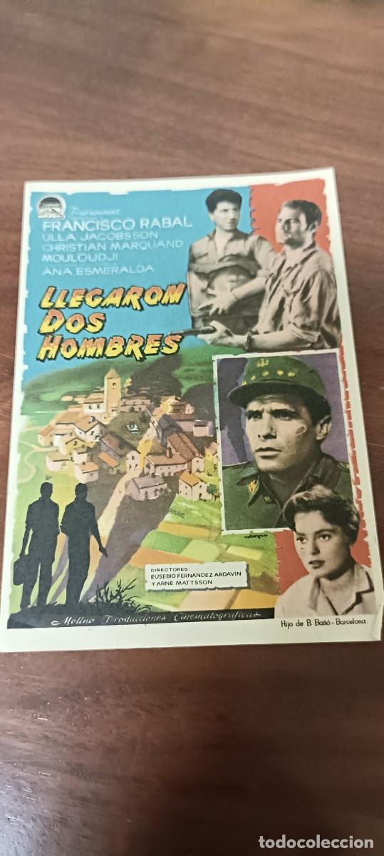 Folhetos de m&atilde;o de filmes antigos de cinema: Llegaron dos hombres.Folleto de mano.