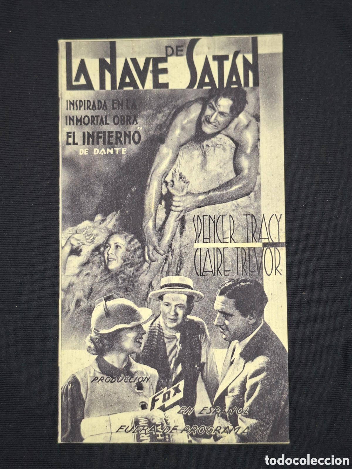 Folhetos de m&atilde;o de filmes antigos de cinema: Folleto de mano La nave de Sat&aacute;n - Spencer Tracy, Claire Trevor - /CITC1